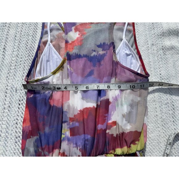 Guess Dress Small Multicolor Kaleido Print Pleated Hi-Lo Lined Racerback Womens - Picture 15 of 16